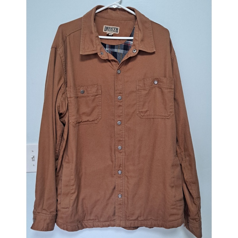 Duluth Trading Mens Fire Hose Chore Jacket XL Tall Flannel Lined Canvas Shacket